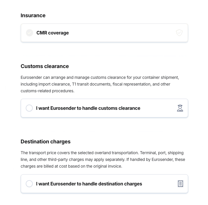 Eurosender container customs clearance